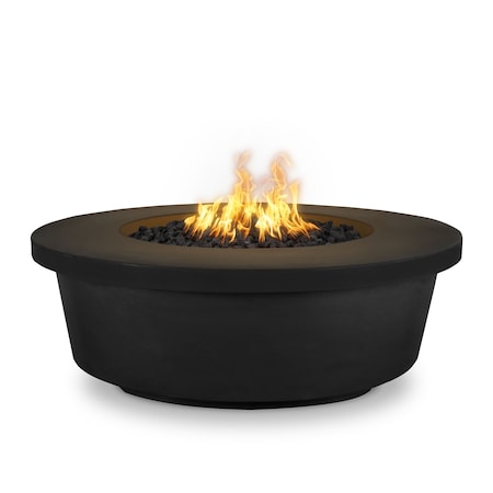The Outdoor Plus 48 Round Tempe Fire Pit - GFRC Concrete - Black - Match Lit - Natural Gas OPT-TEM48-BLK-NG